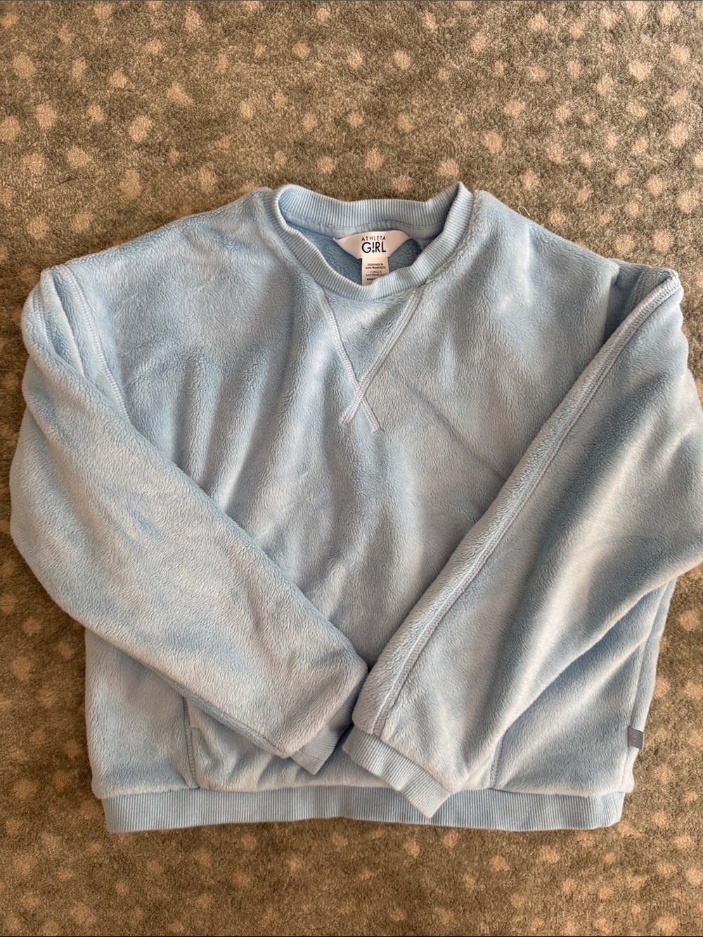 Girls Light Blue Fleece Crewneck Sweater